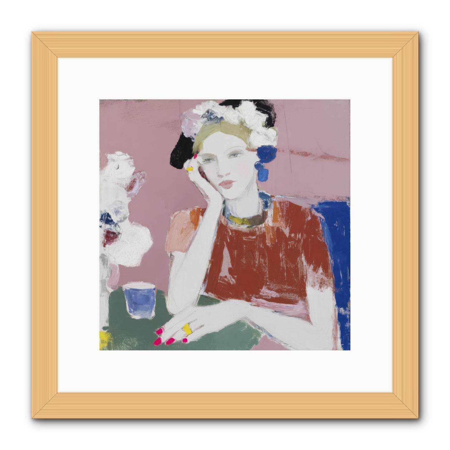 Afternoon at the Club -- Framed Print - Natural 12x12