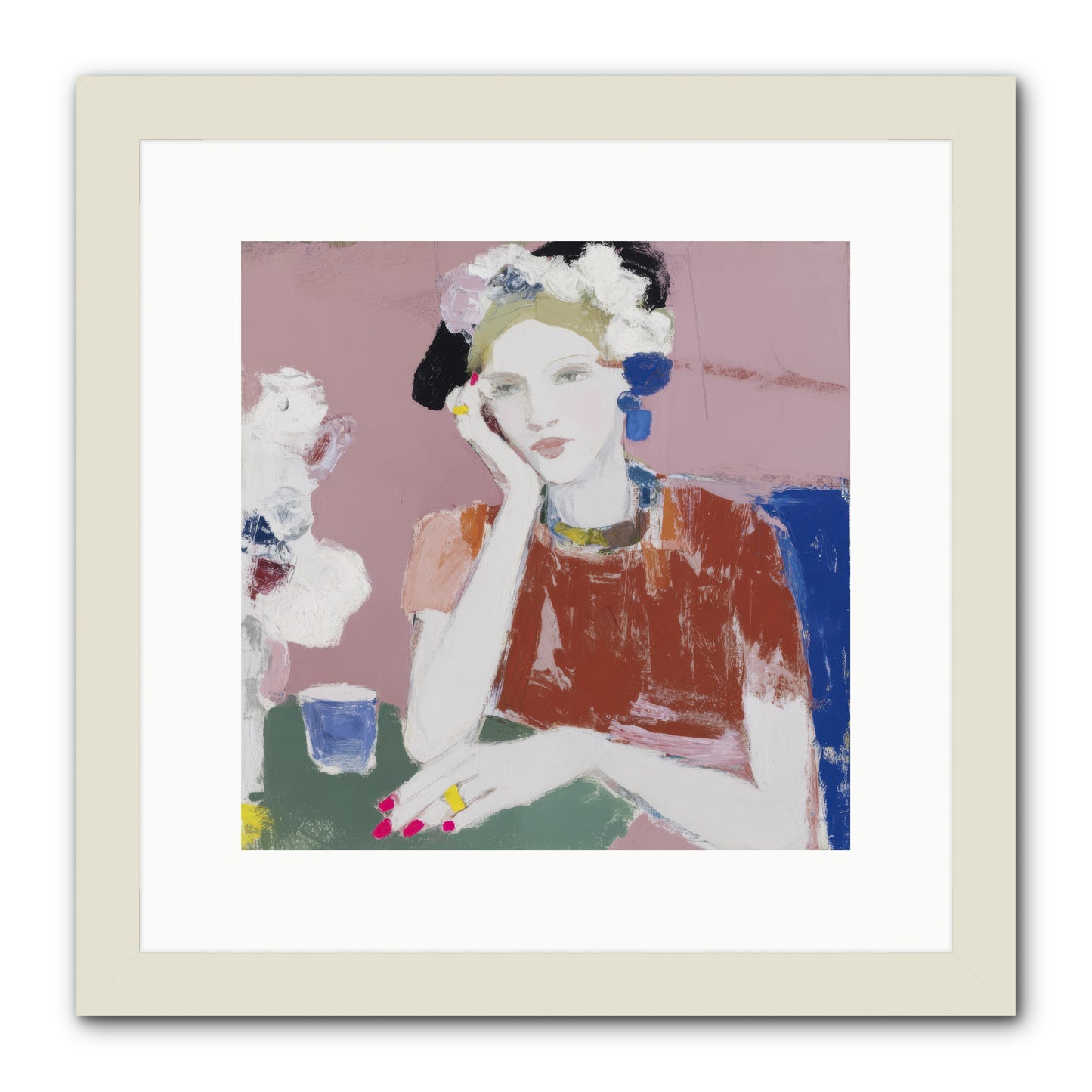 Afternoon at the Club -- Framed Print - White 12x12