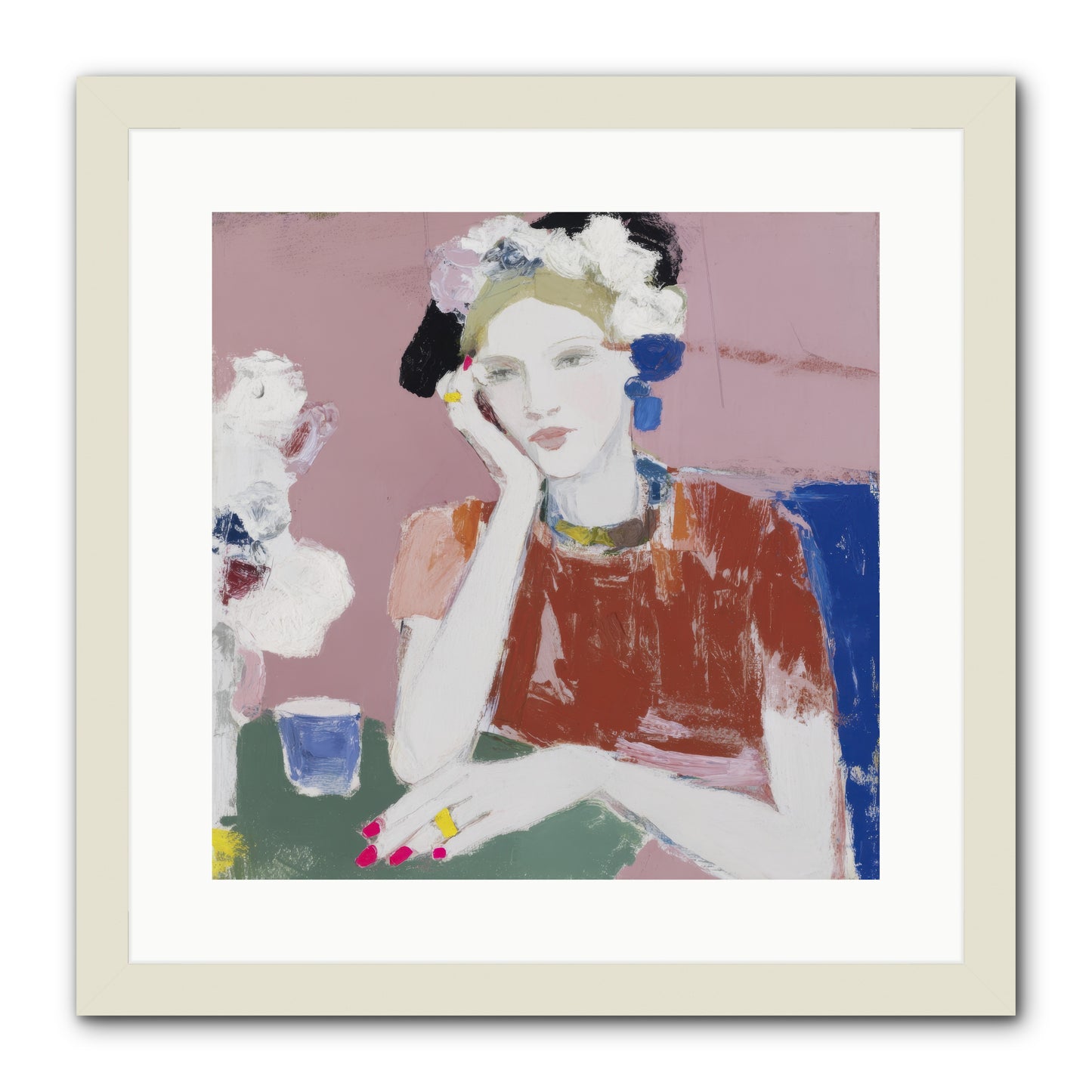 Afternoon at the Club -- Framed Print - White 16x16