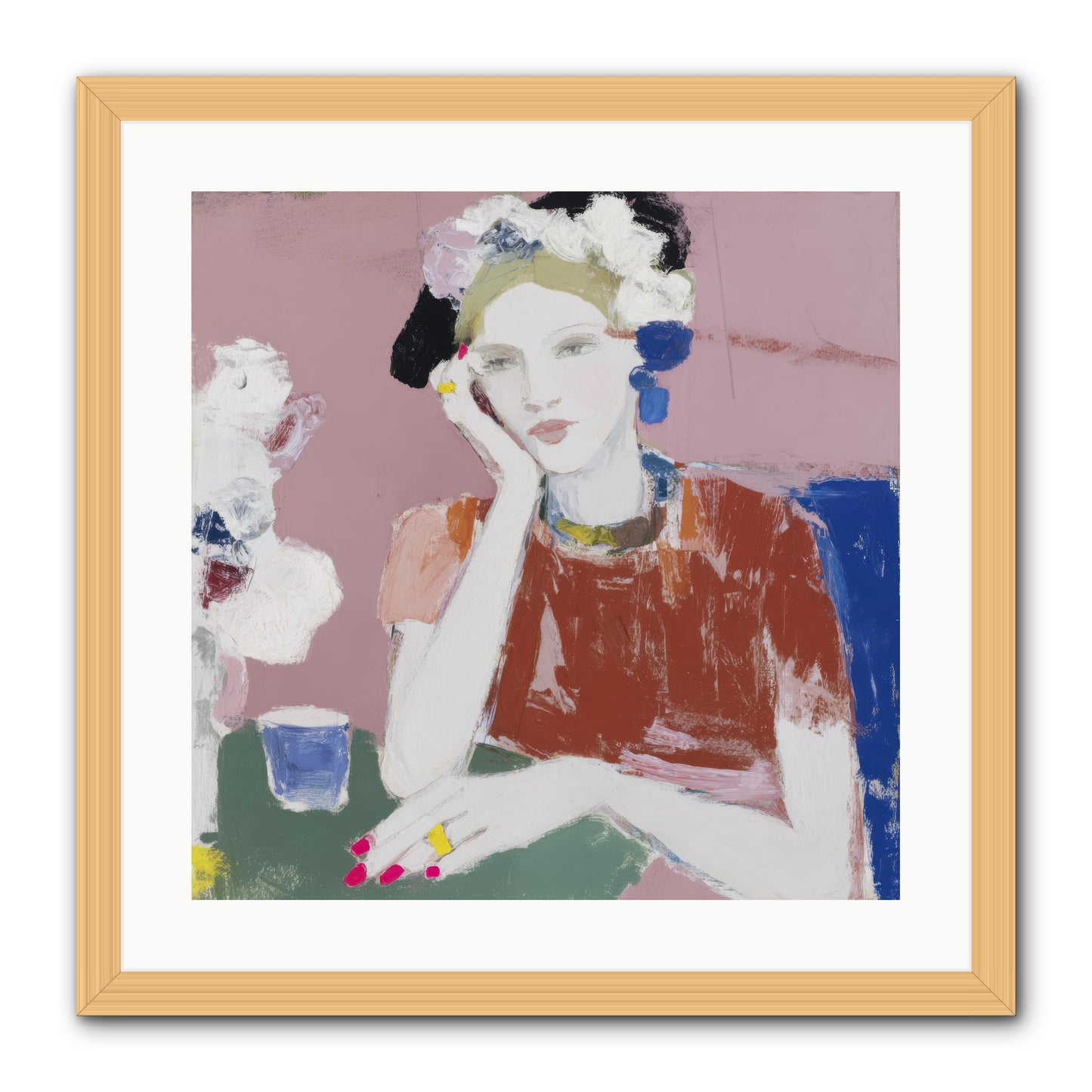 Afternoon at the Club -- Framed Print - Natural 20x20