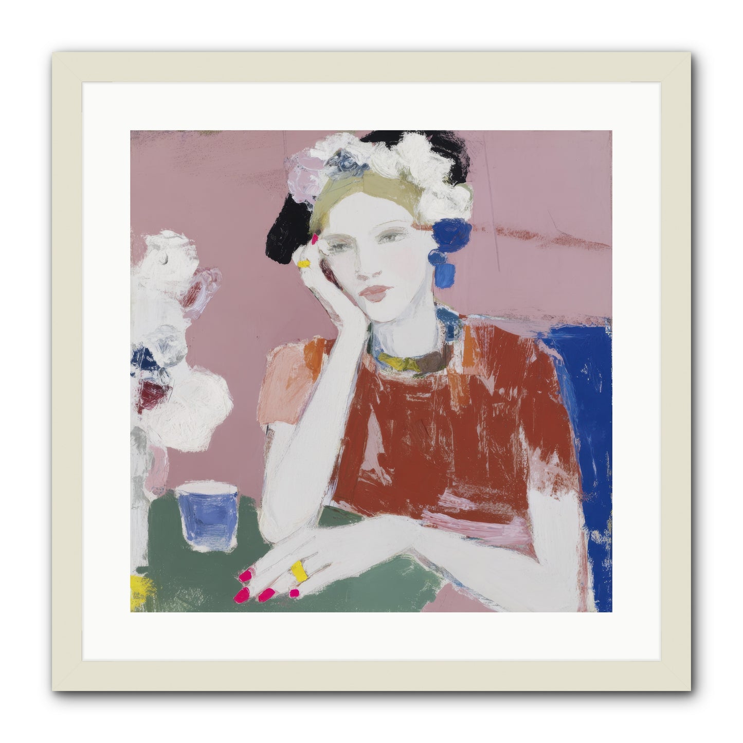 Afternoon at the Club -- Framed Print - White 20x20