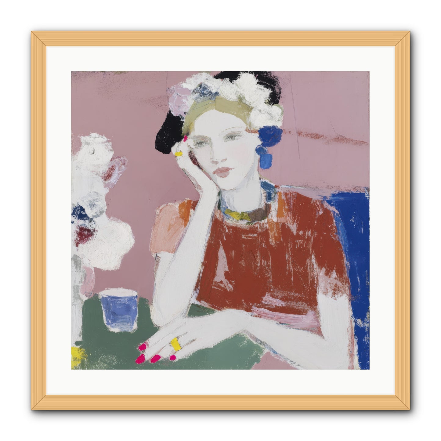 Afternoon at the Club -- Framed Print - Natural 24x24