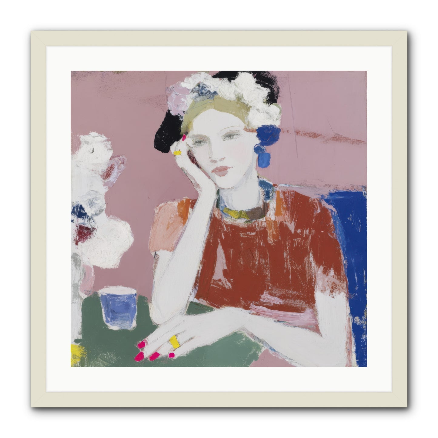 Afternoon at the Club -- Framed Print - White 24x24