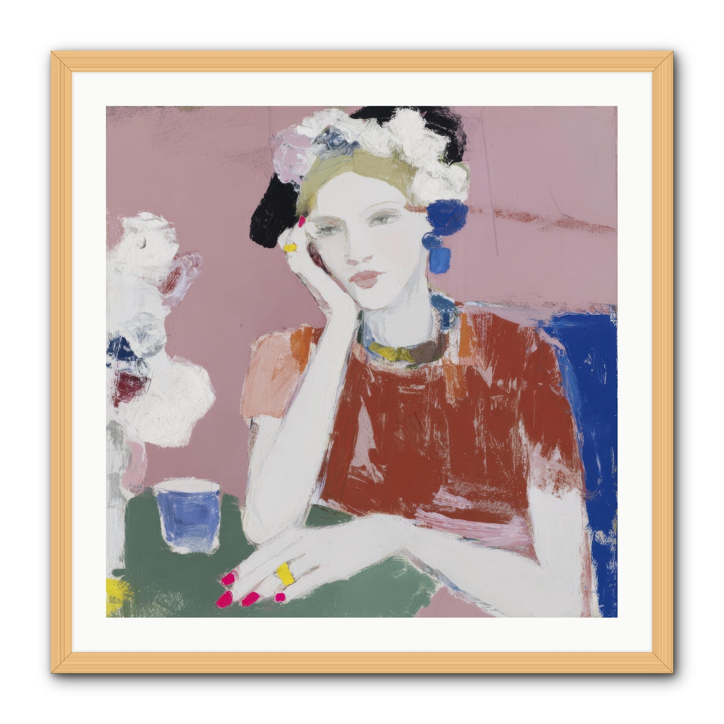 Afternoon at the Club -- Framed Print - Natural 30x30