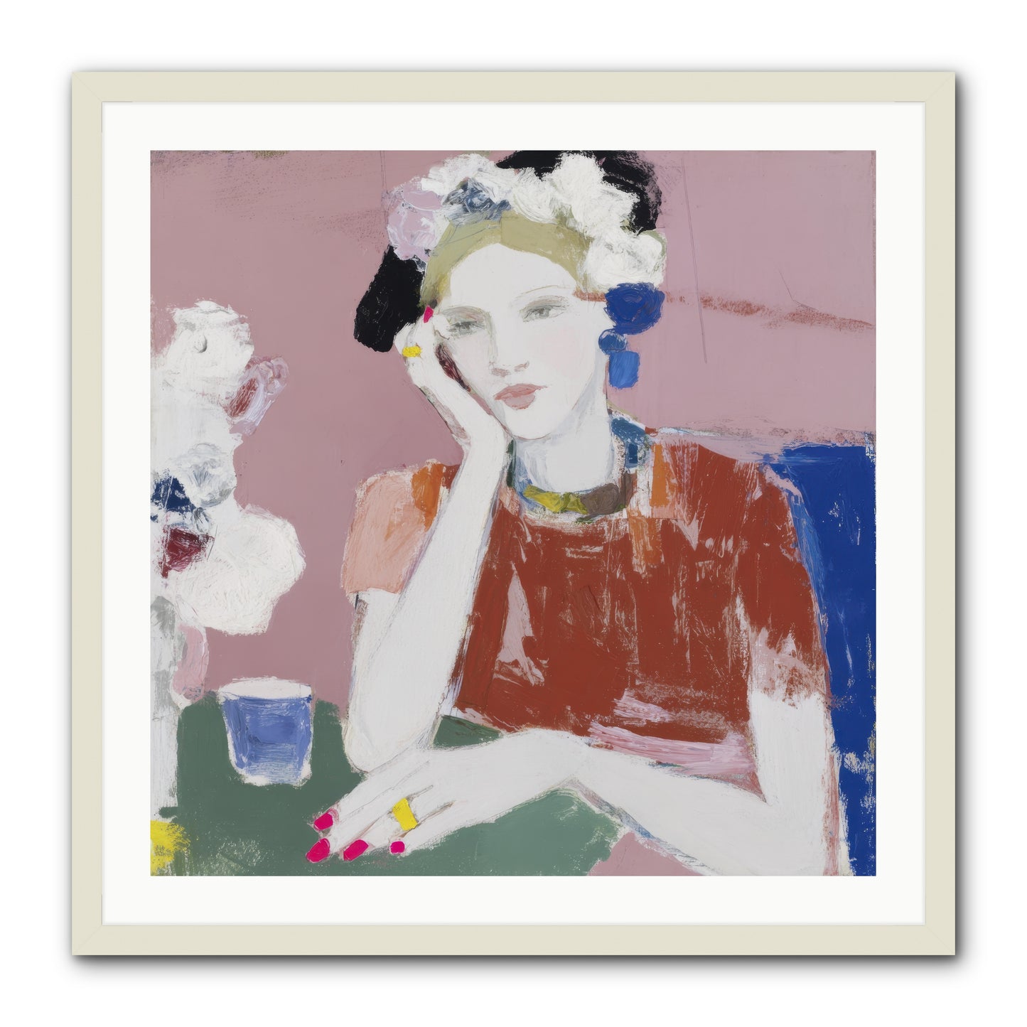 Afternoon at the Club -- Framed Print - White 30x30