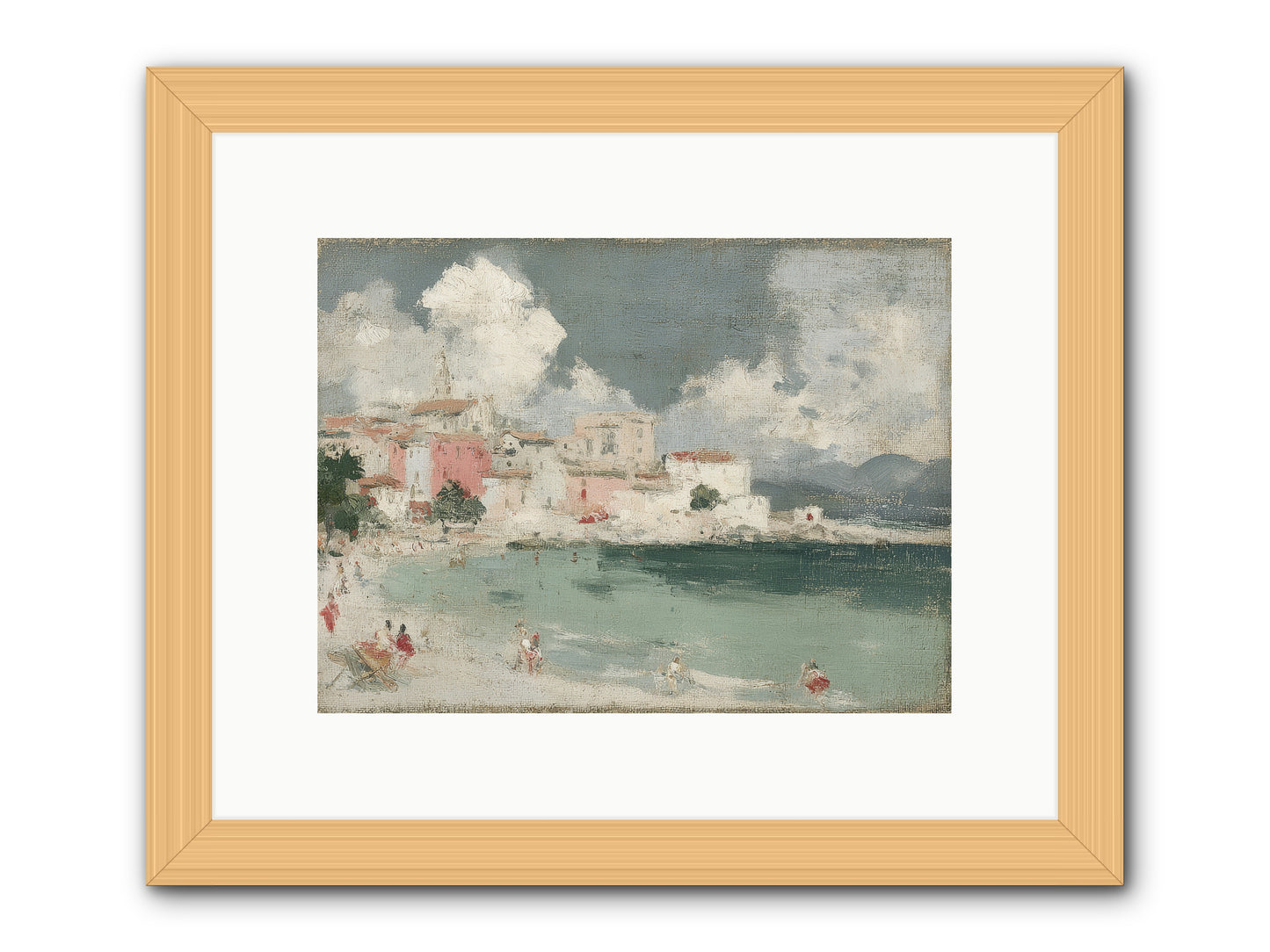Afternoon by the Water -- Framed Print - Natural 12x9