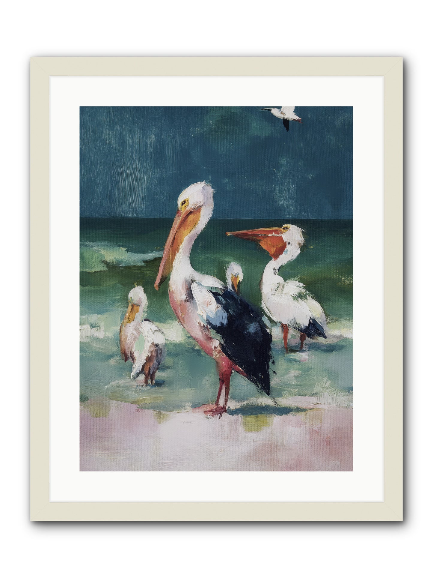 Along Water's Edge -- Framed Print - White 18x24