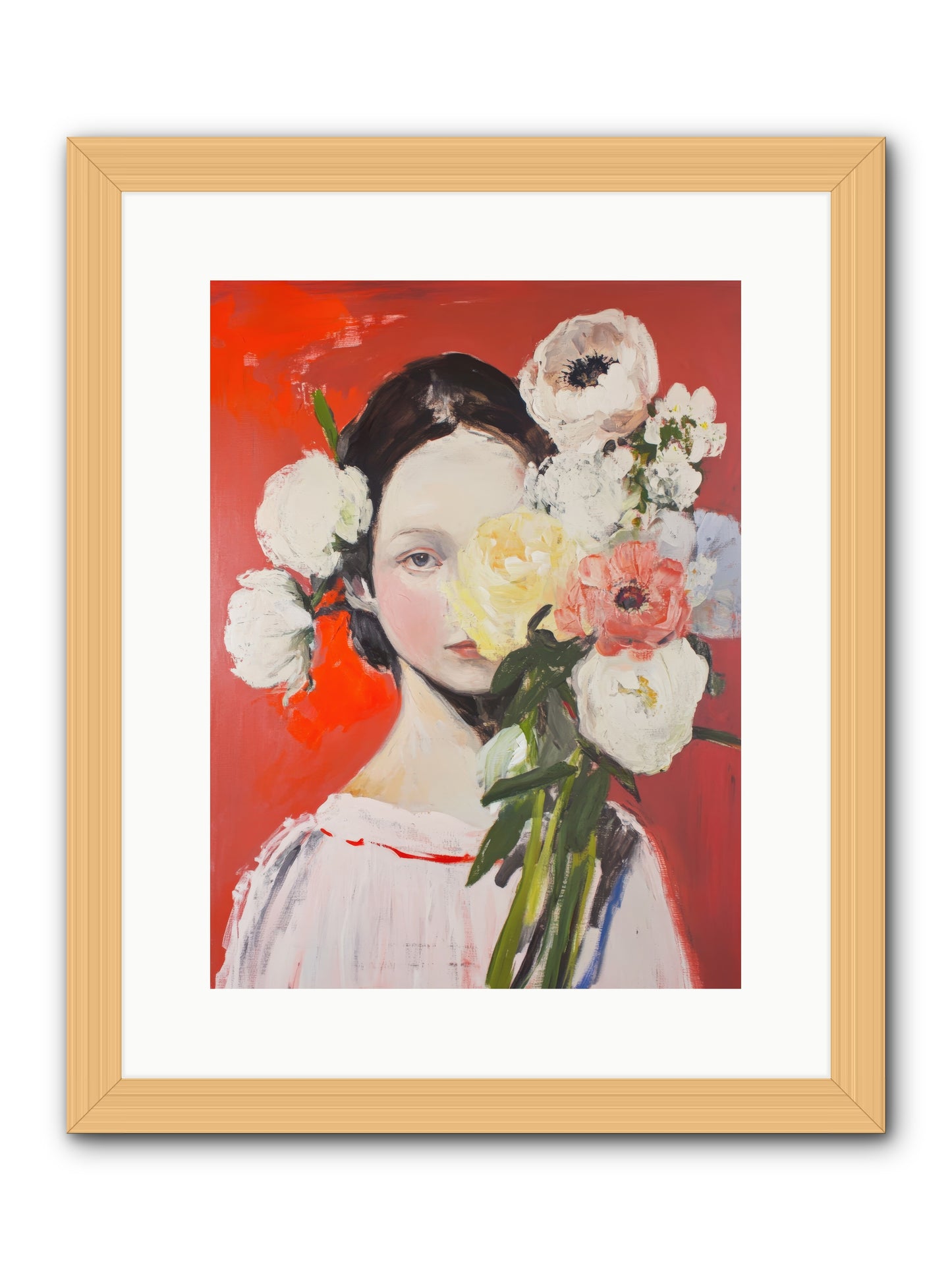 Amaryllis Phoenix-REZ -- Framed Print - Natural 12x16