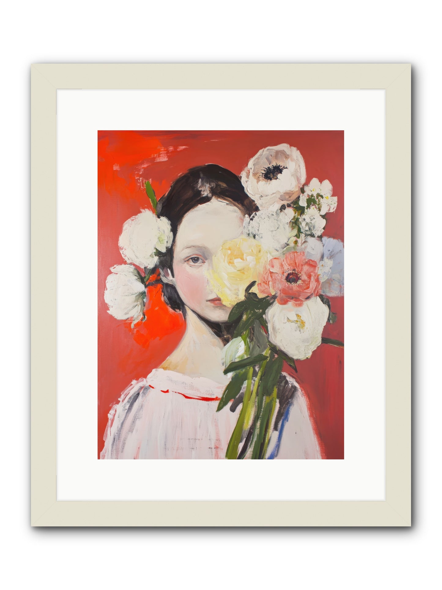 Amaryllis Phoenix-REZ -- Framed Print - White 12x16