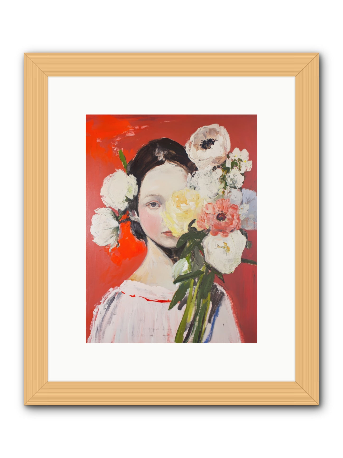 Amaryllis Phoenix-REZ -- Framed Print - Natural 9x12