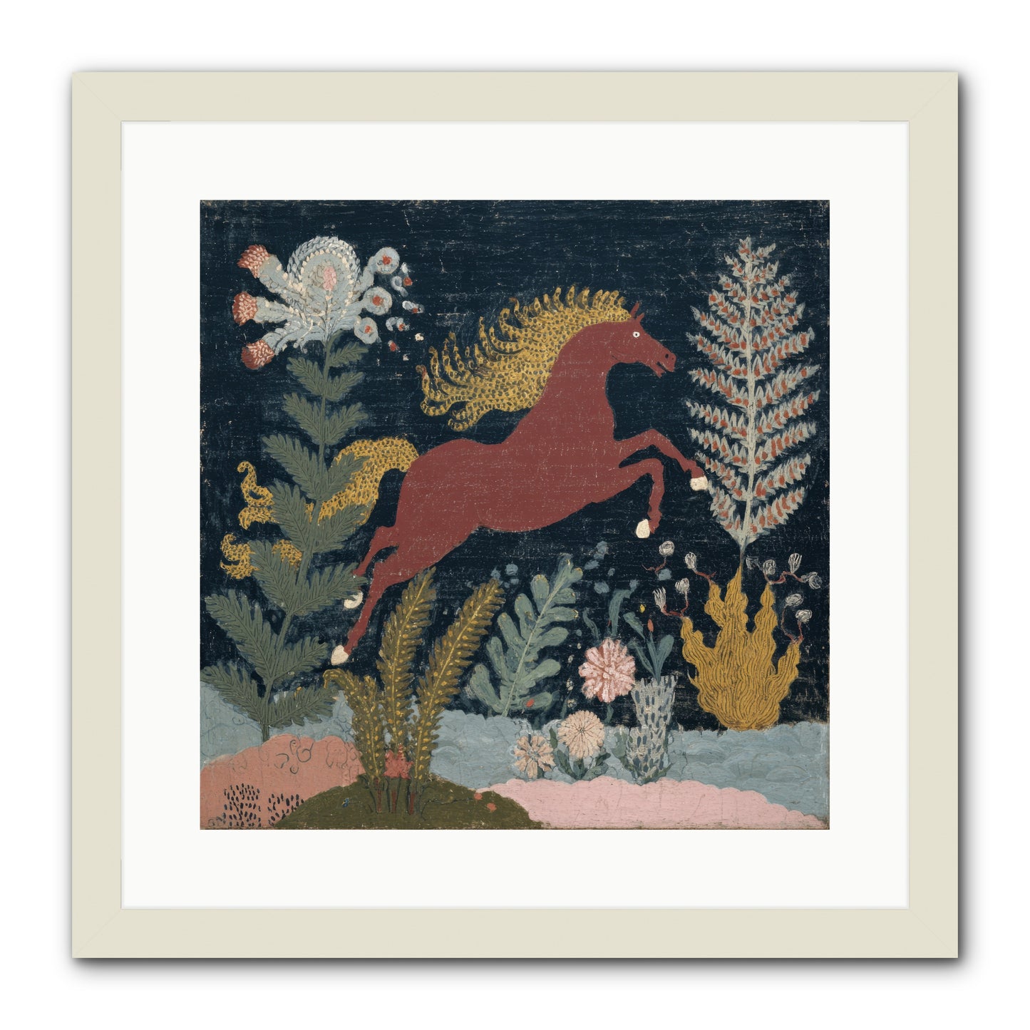 Among Ferns -- Framed Print - White 16x16