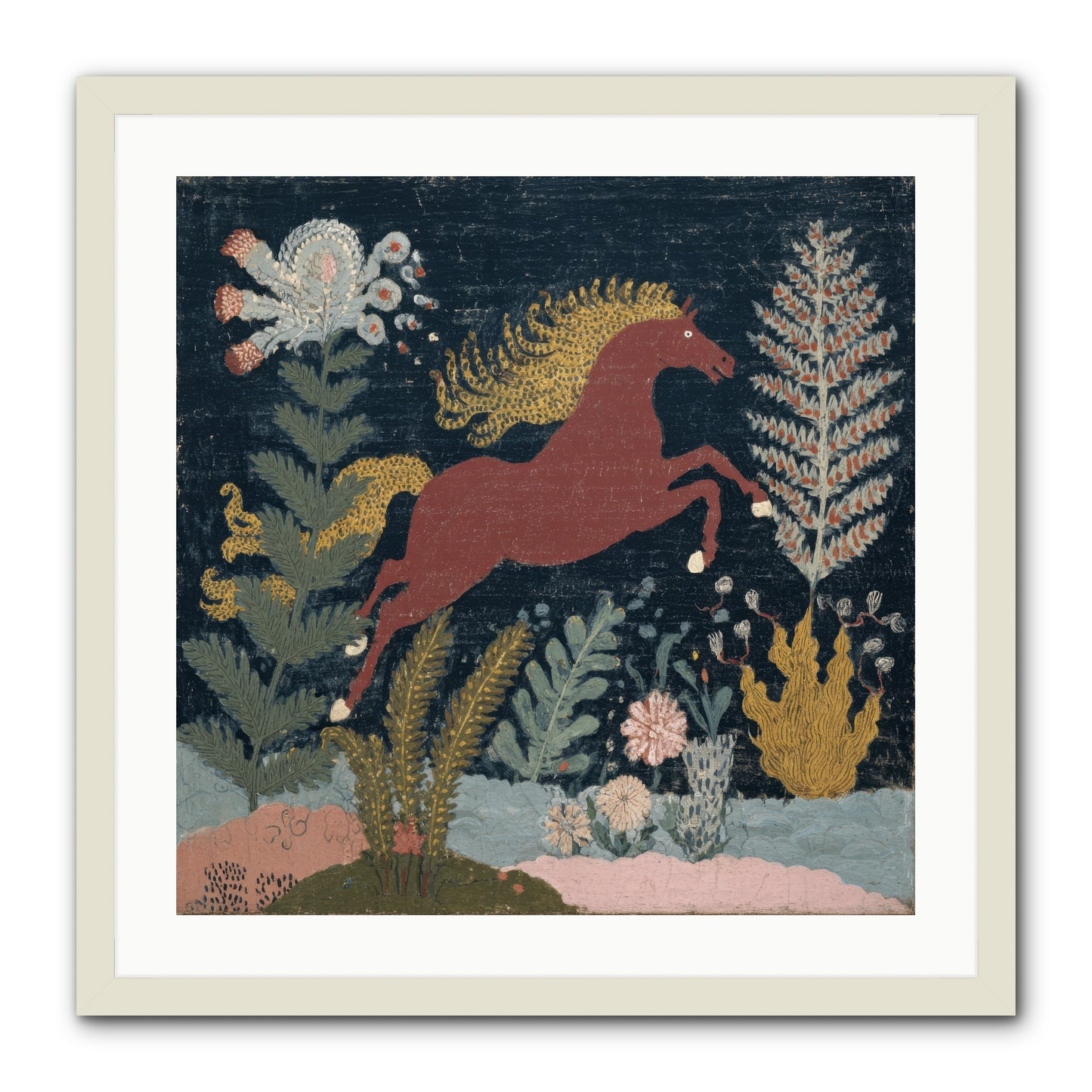 Among Ferns -- Framed Print - White 24x24