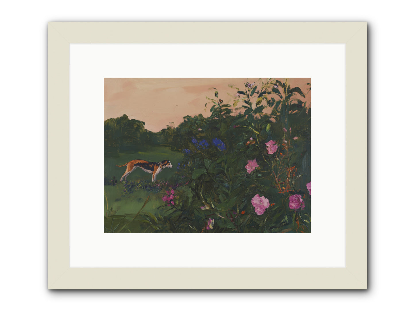 Among the Blooms -- Framed Print - White 12x9