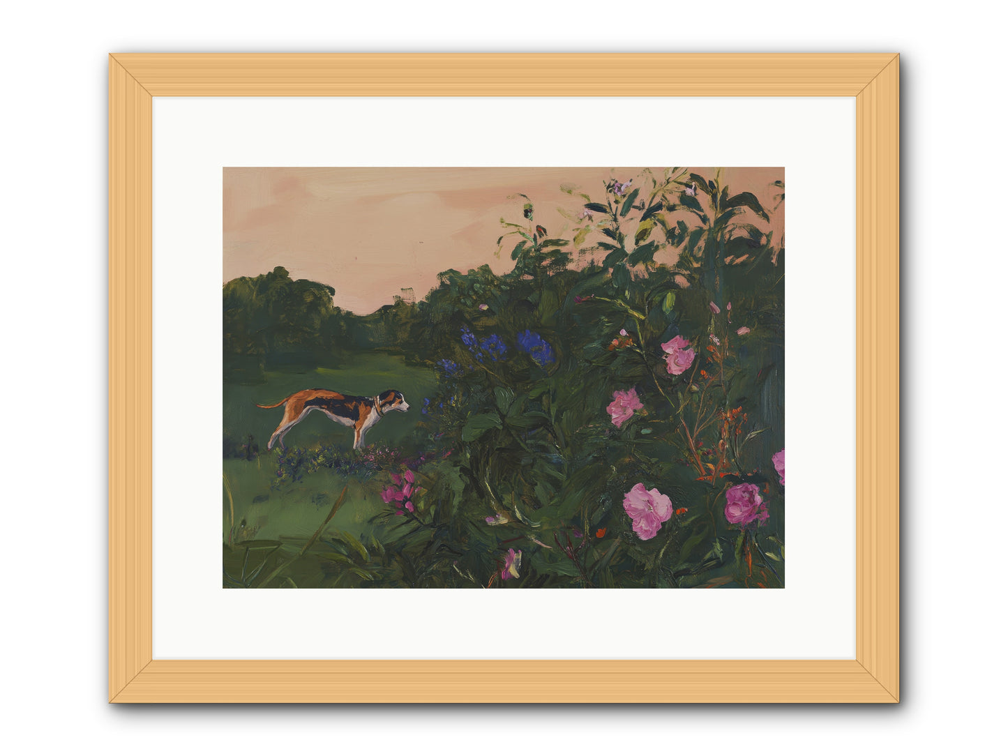 Among the Blooms -- Framed Print - Natural 16x12