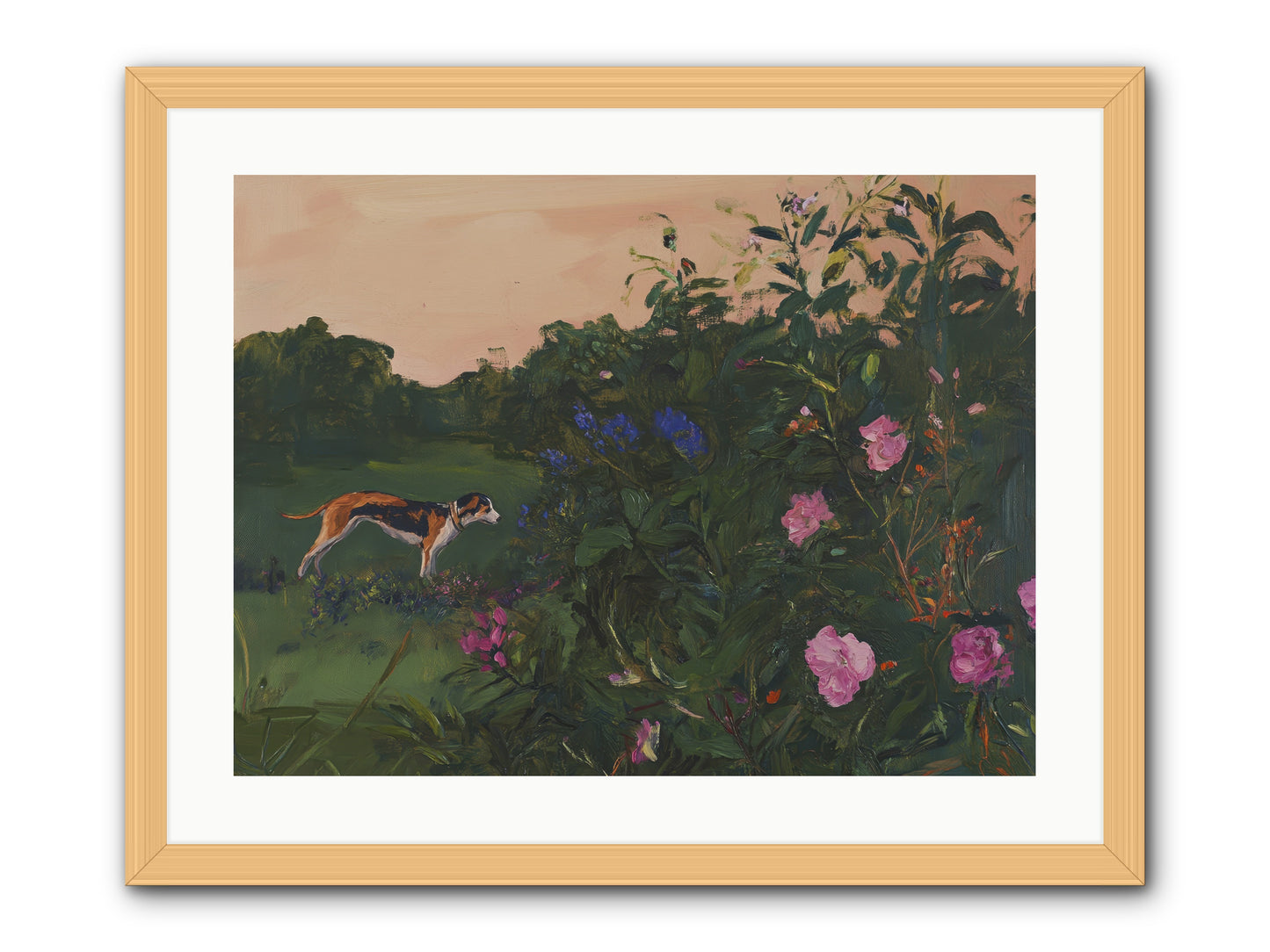 Among the Blooms -- Framed Print - Natural 24x18