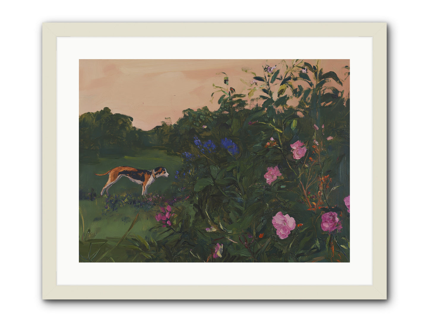 Among the Blooms -- Framed Print - White 24x18