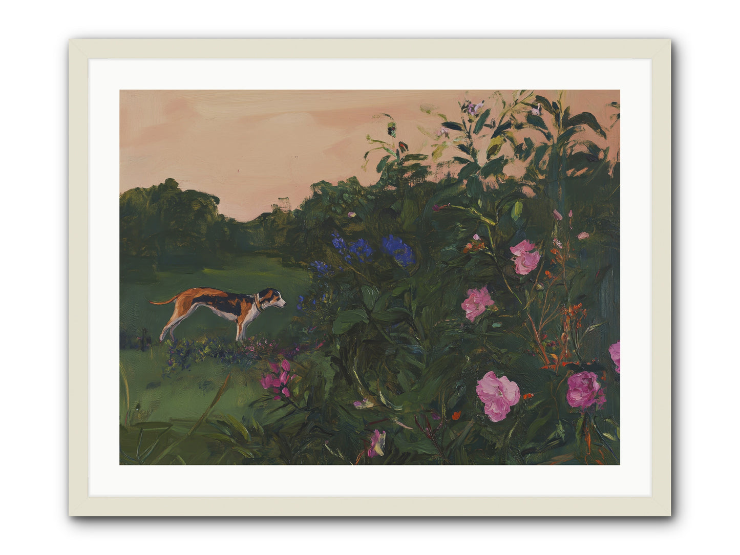 Among the Blooms -- Framed Print - White 32x24