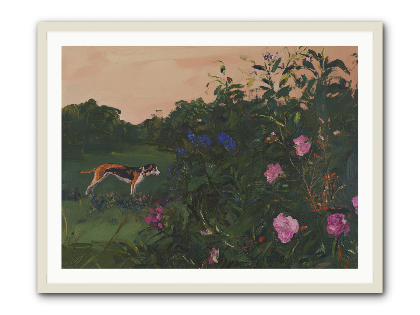 Among the Blooms -- Framed Print - White 40x30
