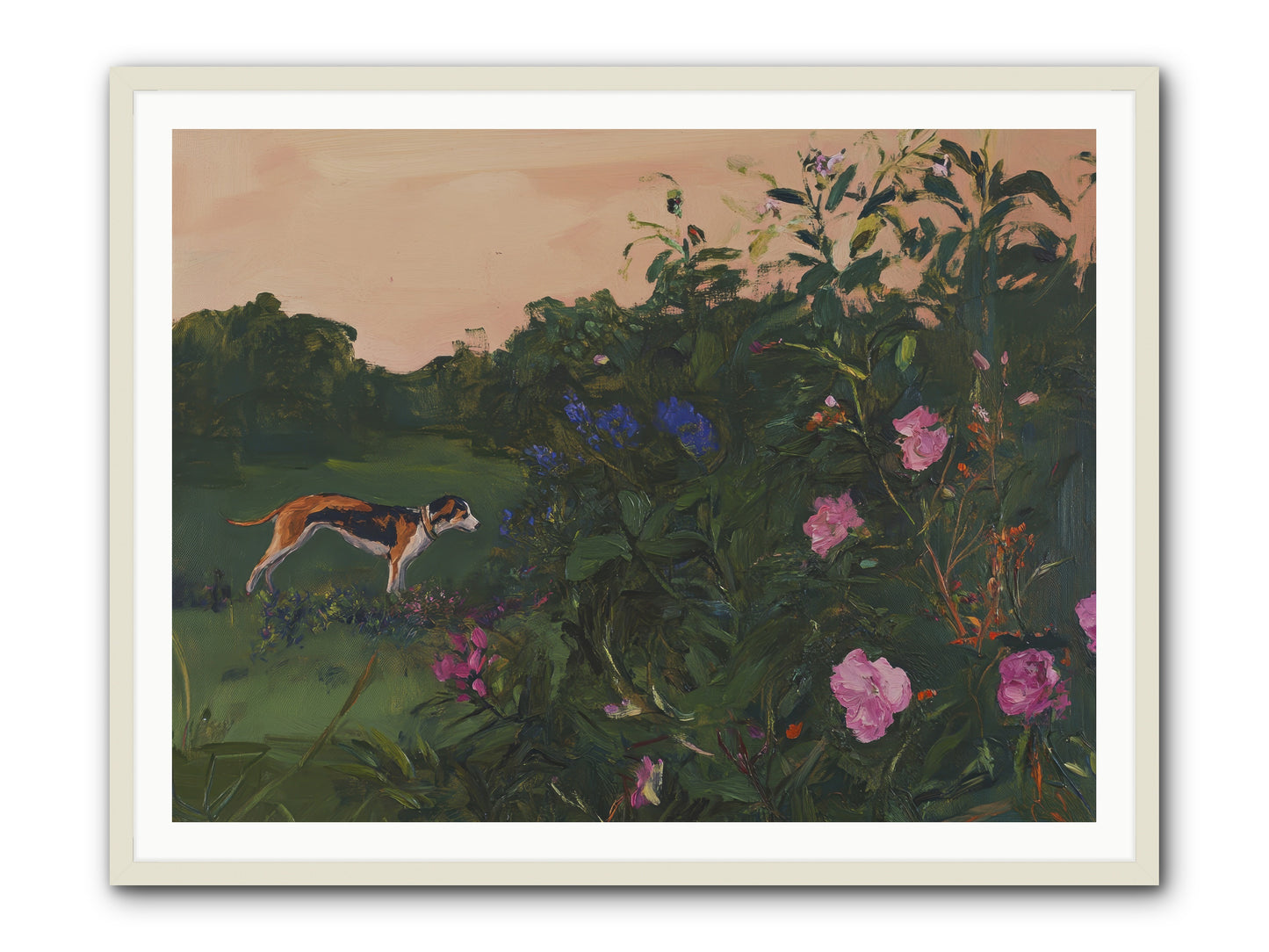 Among the Blooms -- Framed Print - White 48x36