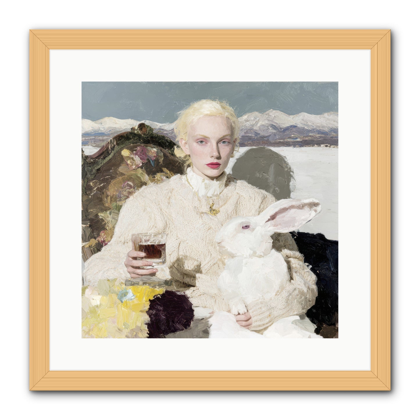 Among the Pearl Dispatches -- Framed Print - Natural 16x16