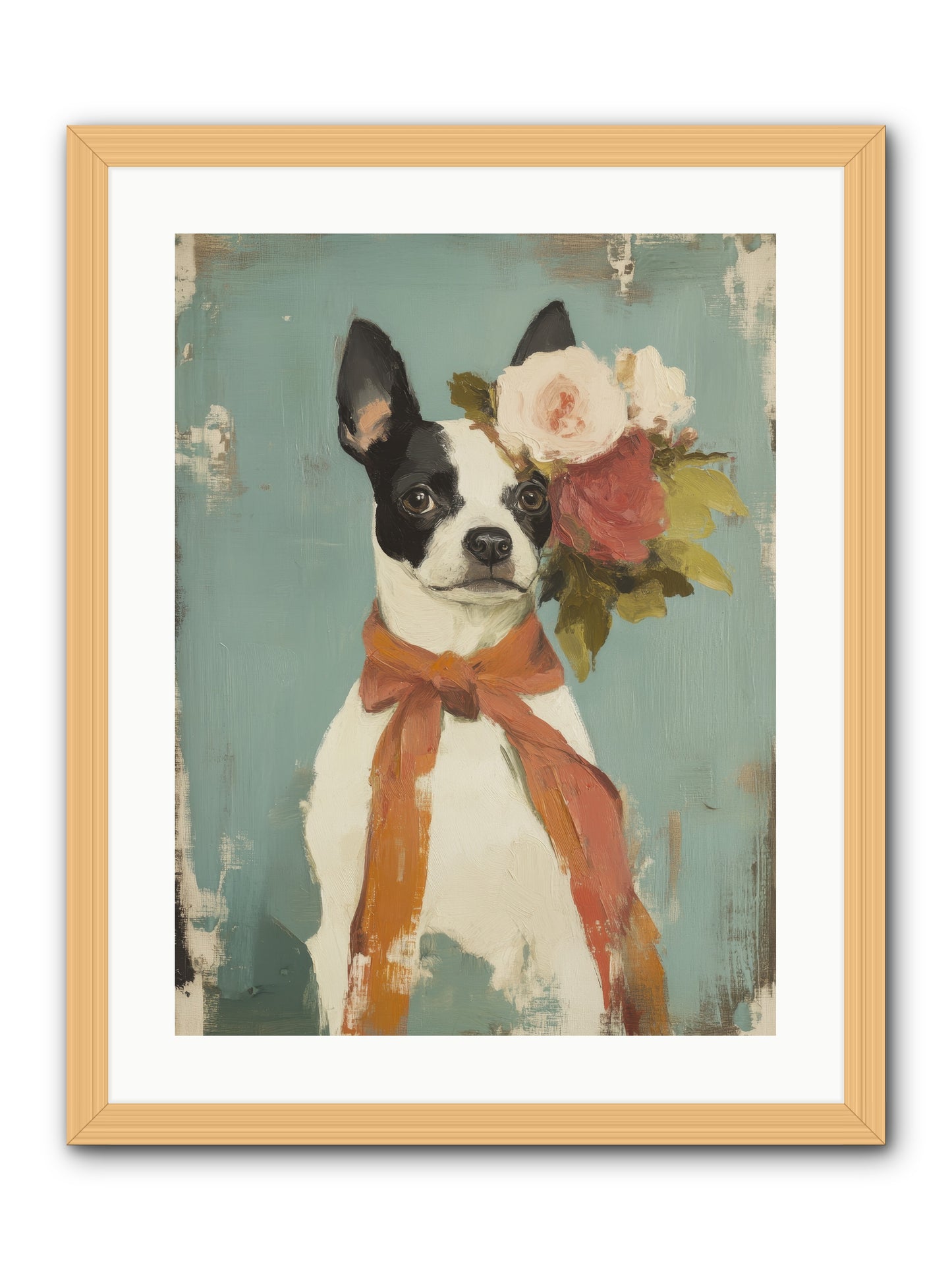 Among the Roses -- Framed Print - Natural 18x24