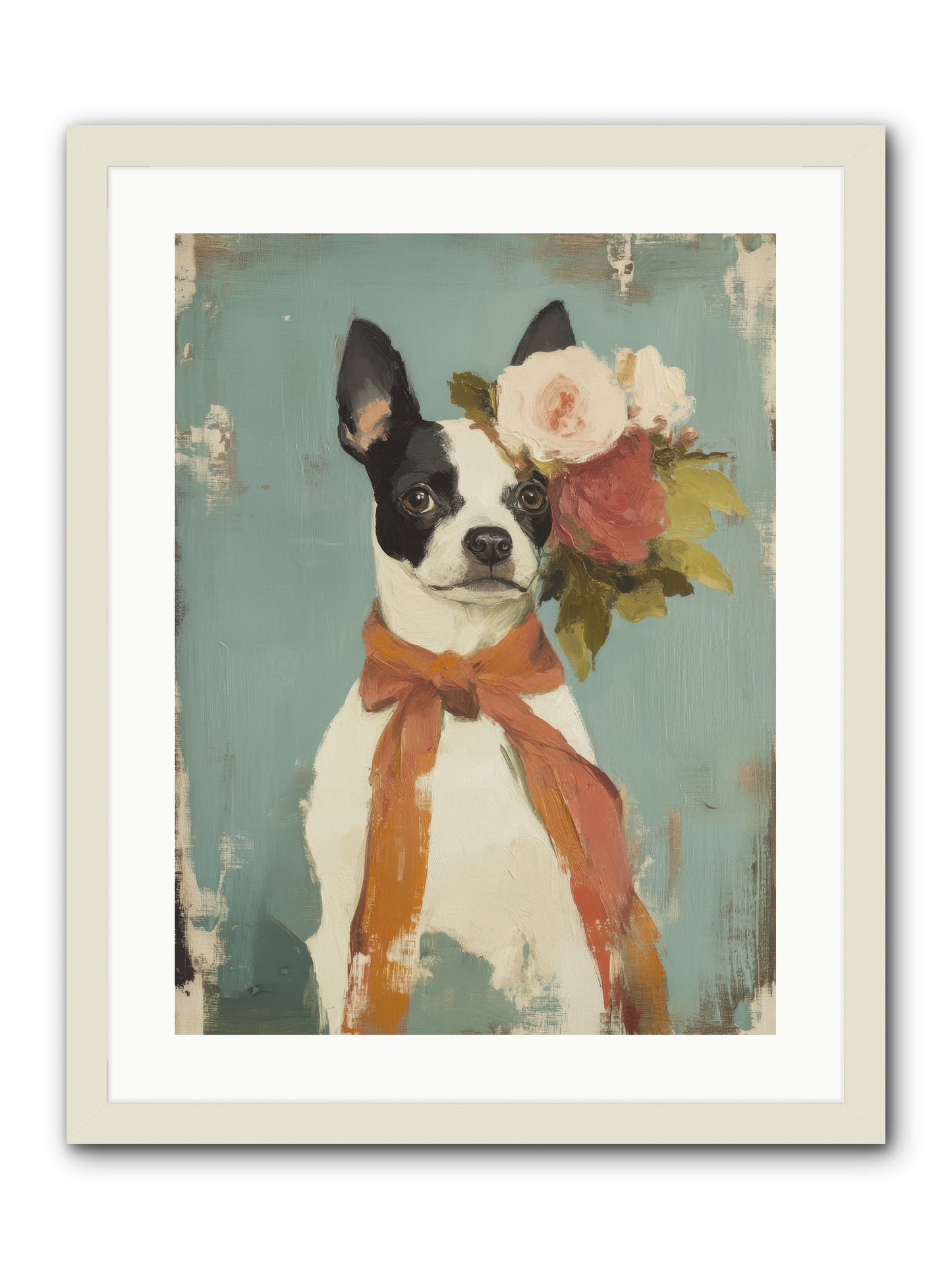 Among the Roses -- Framed Print - White 18x24