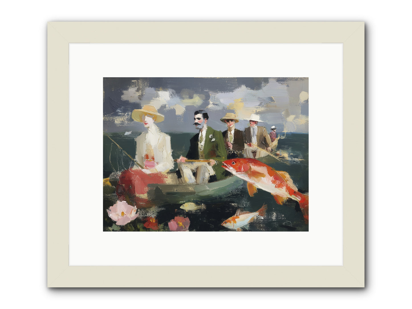 Angler's Aspirations -- Framed Print - White 12x9