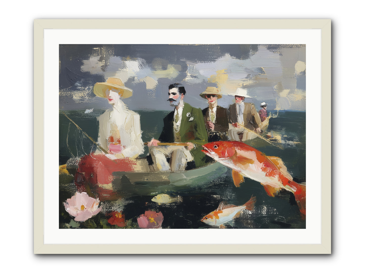 Angler's Aspirations -- Framed Print - White 32x24