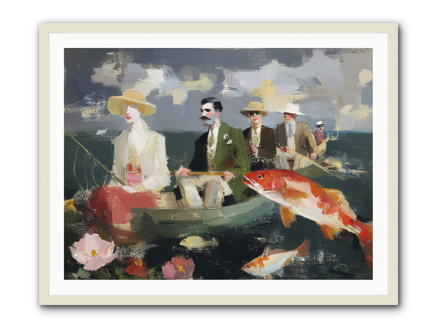 Angler's Aspirations -- Framed Print - White 40x30