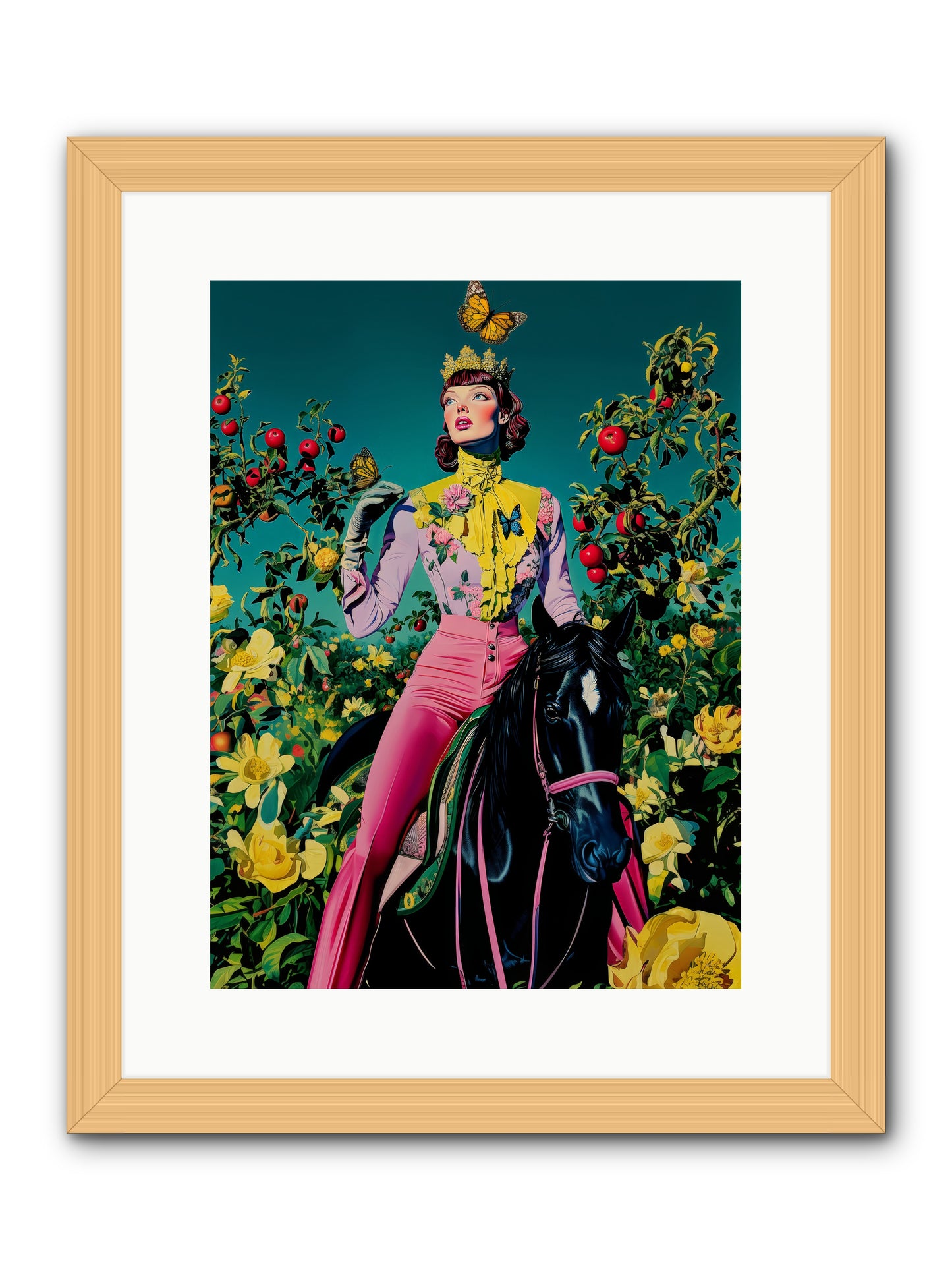 Apple Queen's Butterfly Ball -- Framed Print - Natural 12x16