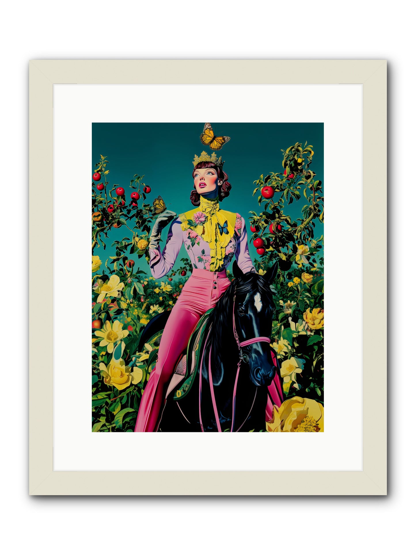 Apple Queen's Butterfly Ball -- Framed Print - White 12x16