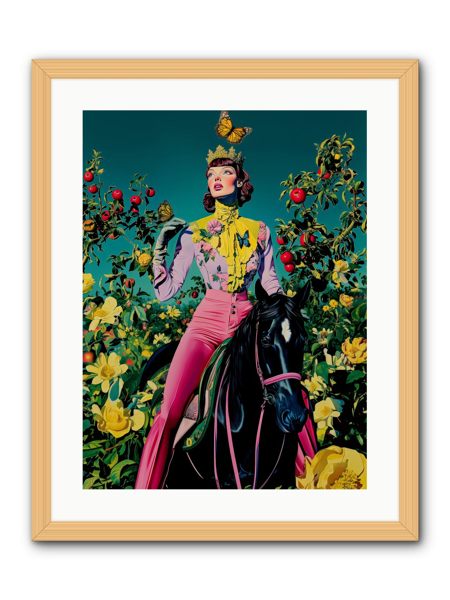 Apple Queen's Butterfly Ball -- Framed Print - Natural 18x24