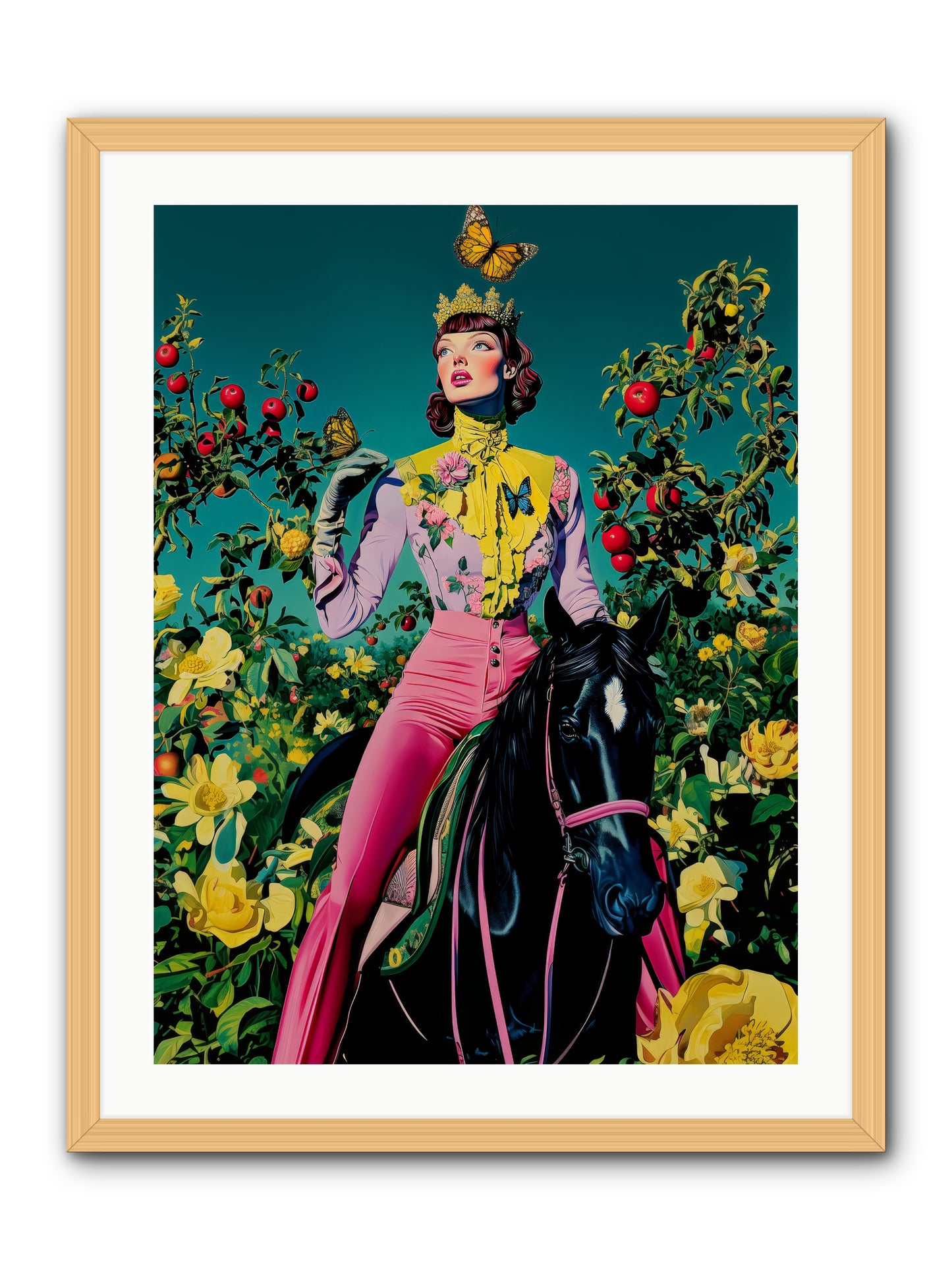 Apple Queen's Butterfly Ball -- Framed Print - Natural 24x32