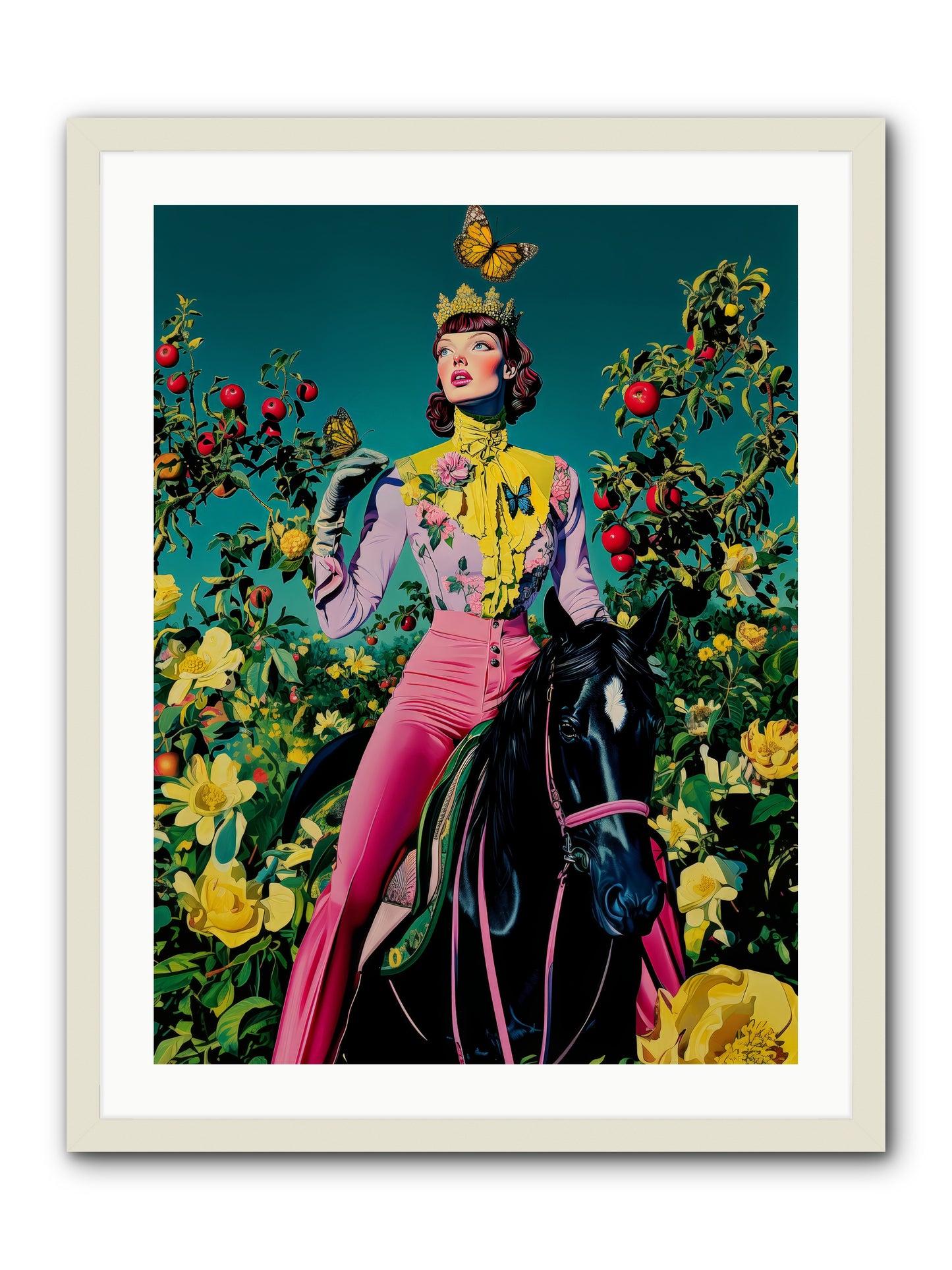 Apple Queen's Butterfly Ball -- Framed Print - White 24x32