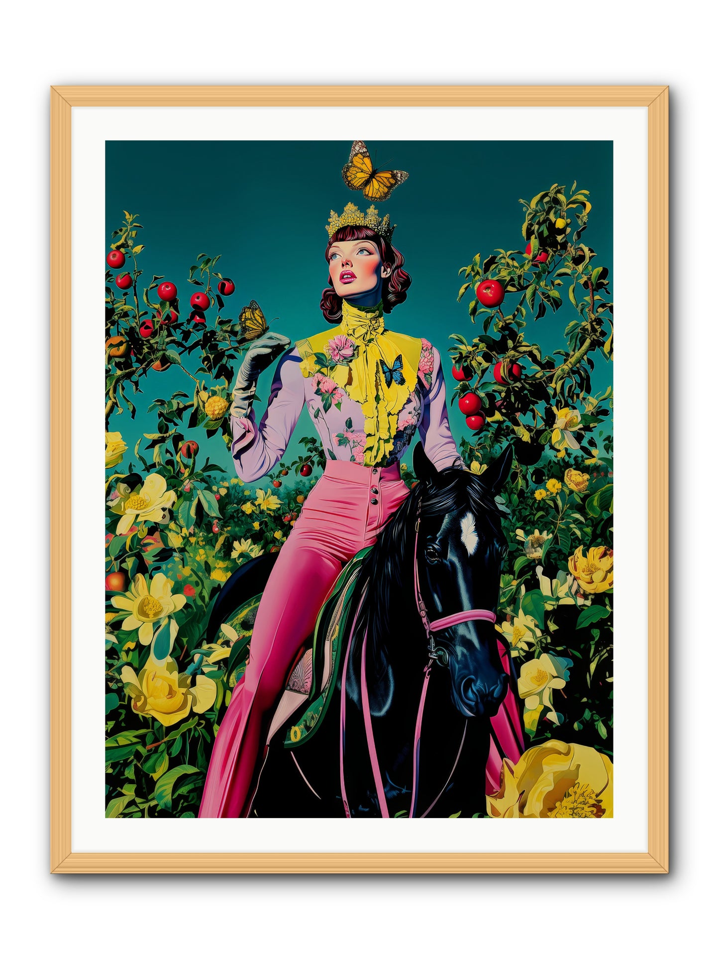 Apple Queen's Butterfly Ball -- Framed Print - Natural 30x40
