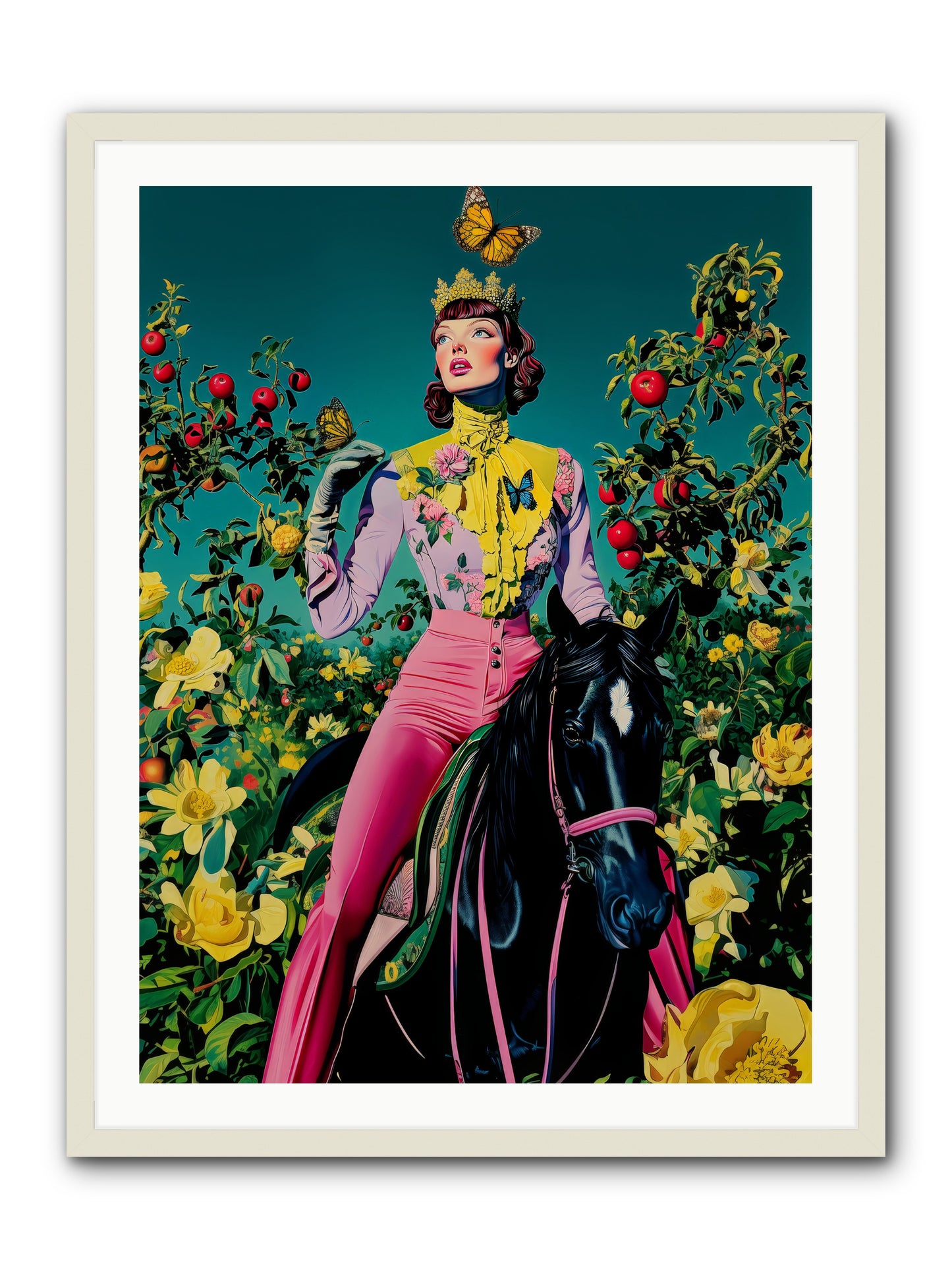Apple Queen's Butterfly Ball -- Framed Print - White 30x40
