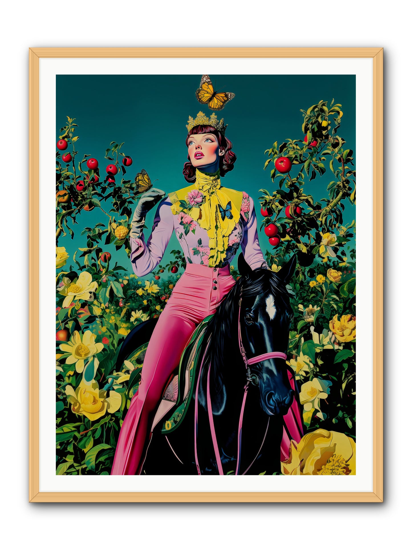 Apple Queen's Butterfly Ball -- Framed Print - Natural 36x48
