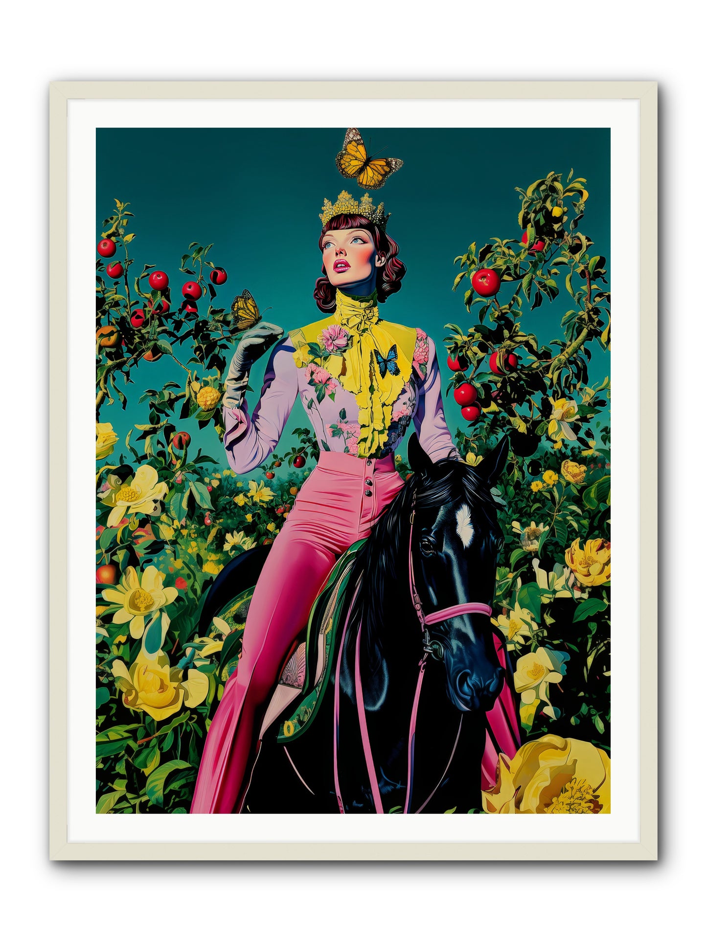 Apple Queen's Butterfly Ball -- Framed Print - White 36x48
