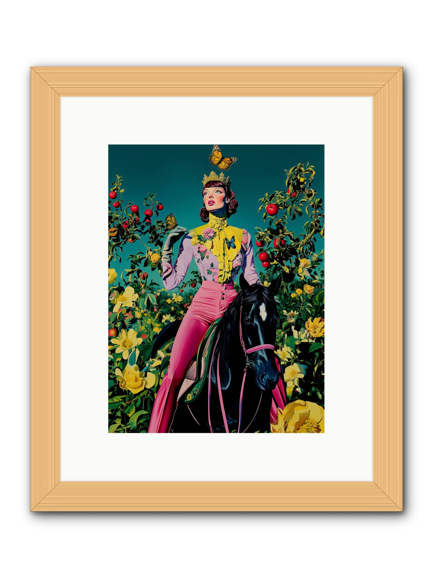 Apple Queen's Butterfly Ball -- Framed Print - Natural 9x12