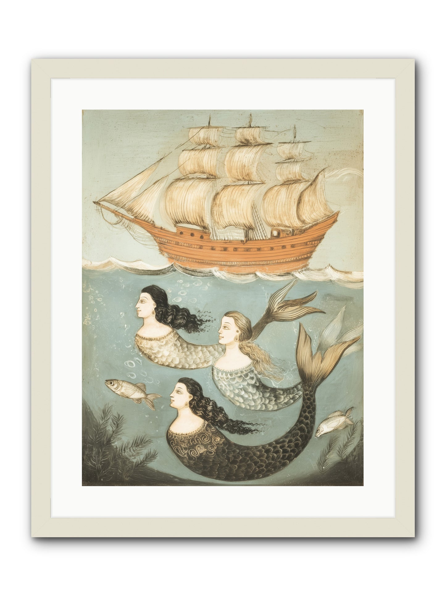 Aquatic Angels -- Framed Print - White 18x24