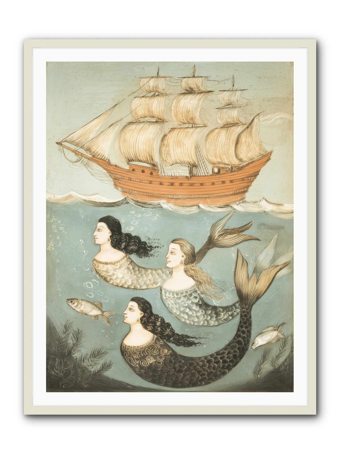 Aquatic Angels -- Framed Print - White 36x48
