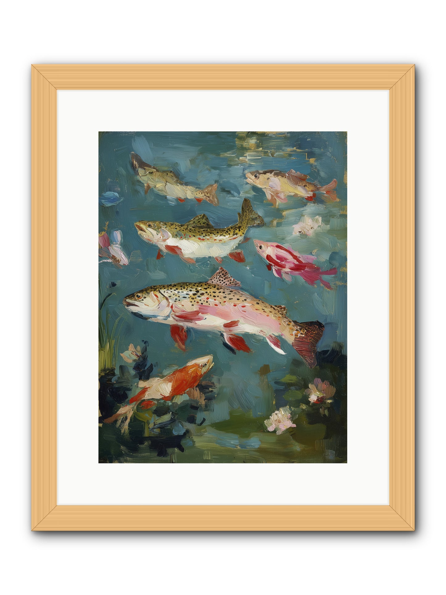 Aquatic Meadow -- Framed Print - Natural 12x16