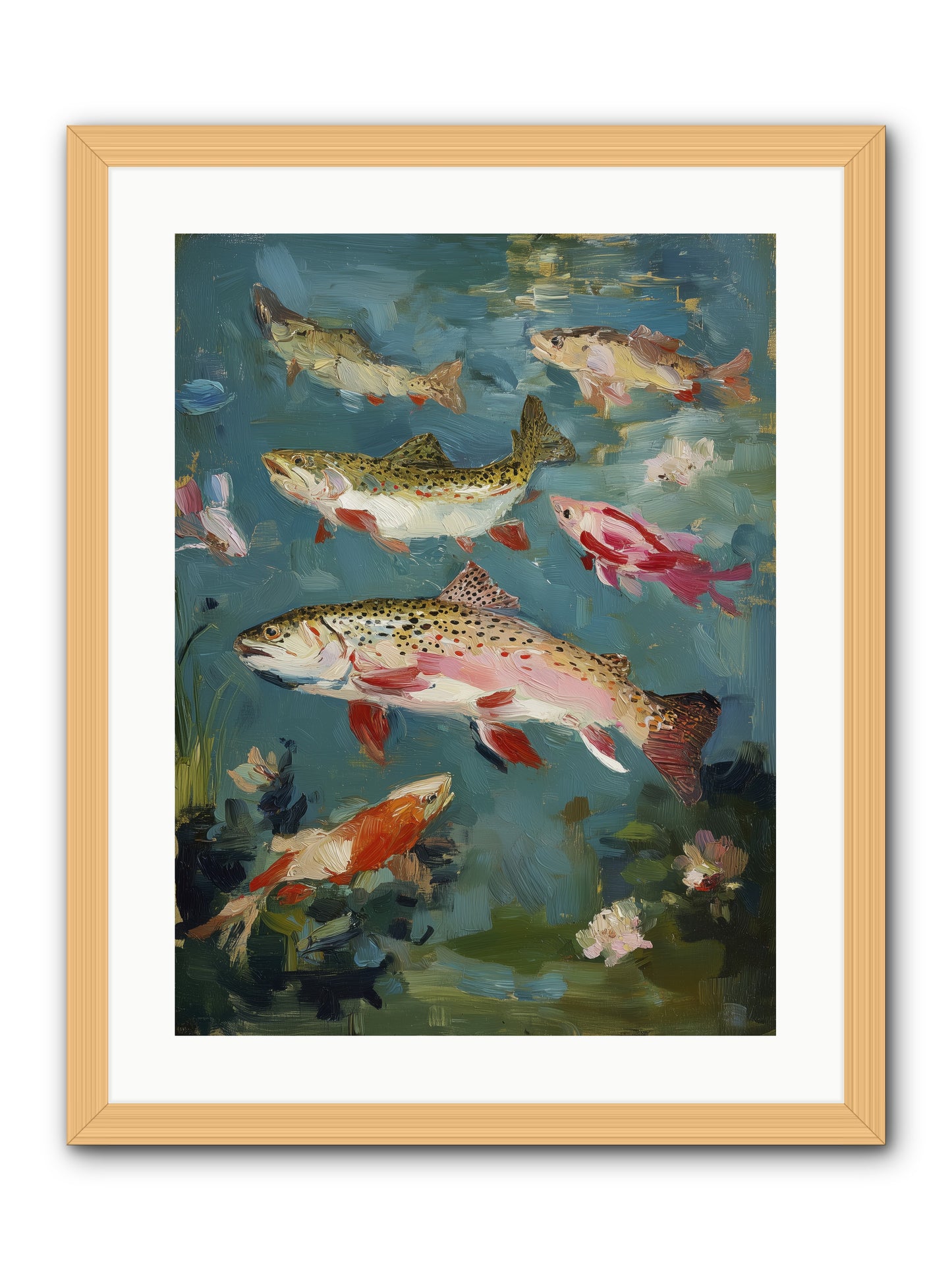 Aquatic Meadow -- Framed Print - Natural 18x24