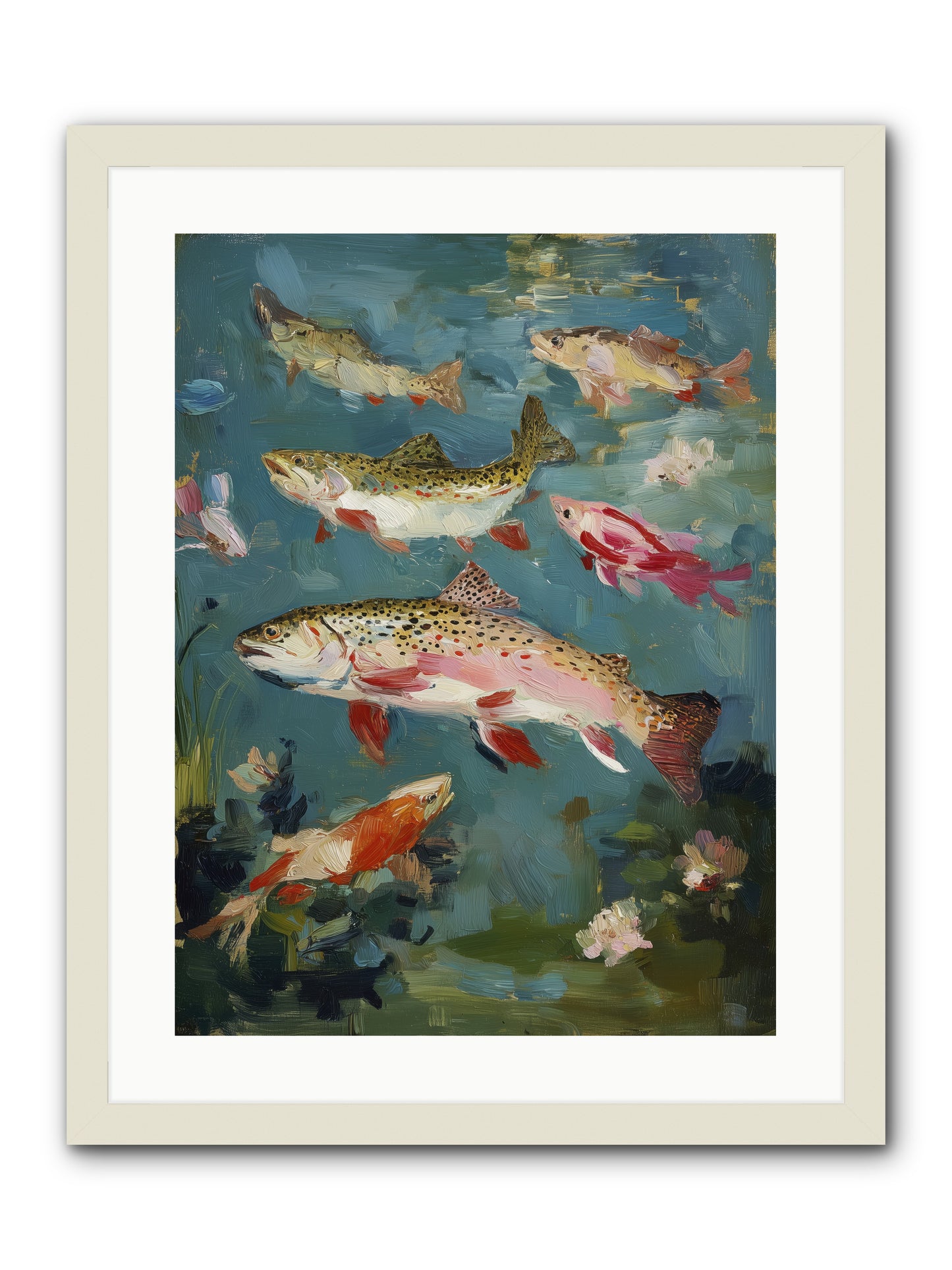 Aquatic Meadow -- Framed Print - White 18x24