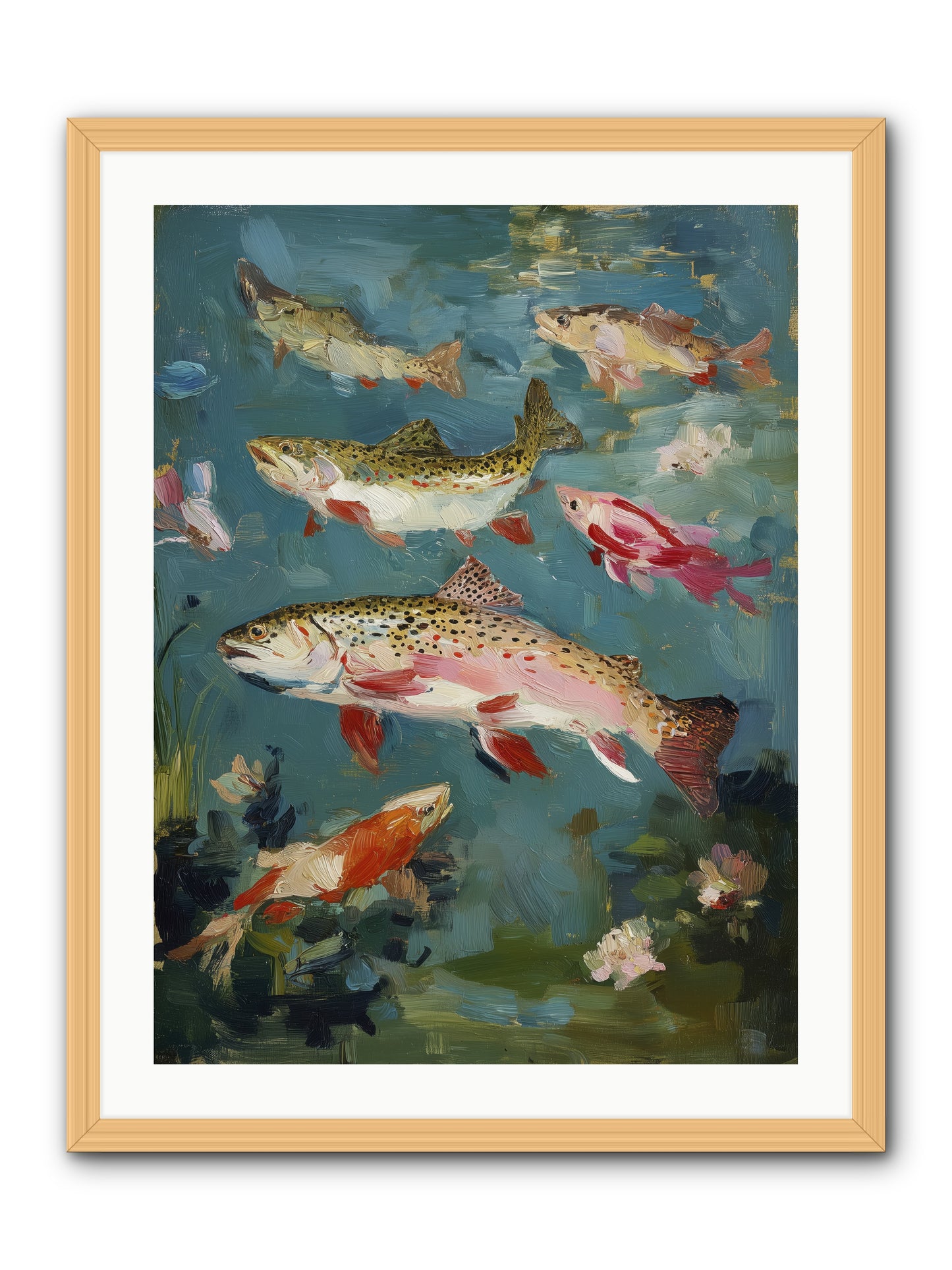 Aquatic Meadow -- Framed Print - Natural 24x32