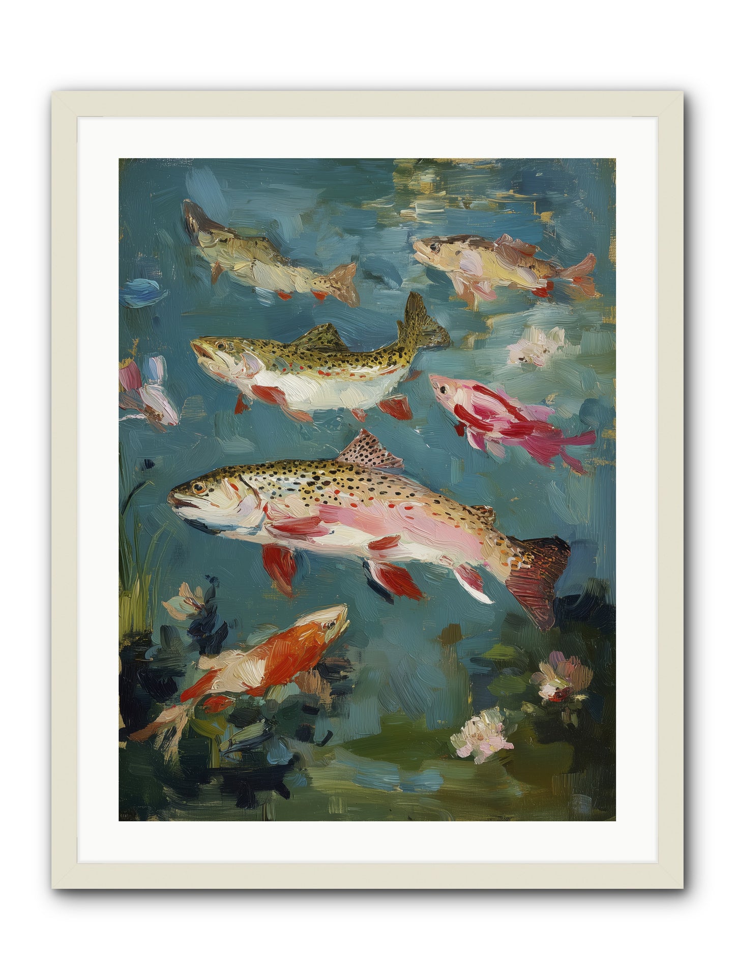 Aquatic Meadow -- Framed Print - White 24x32