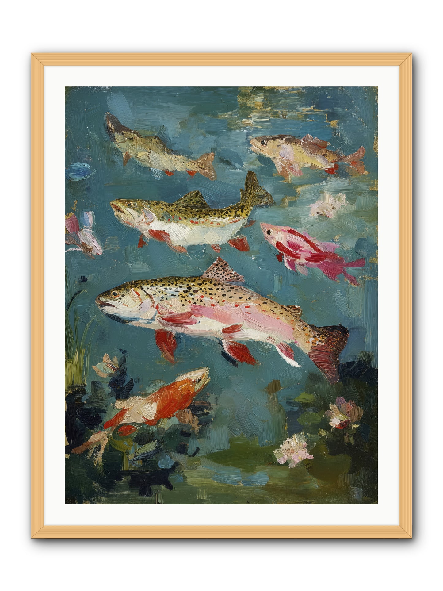 Aquatic Meadow -- Framed Print - Natural 30x40