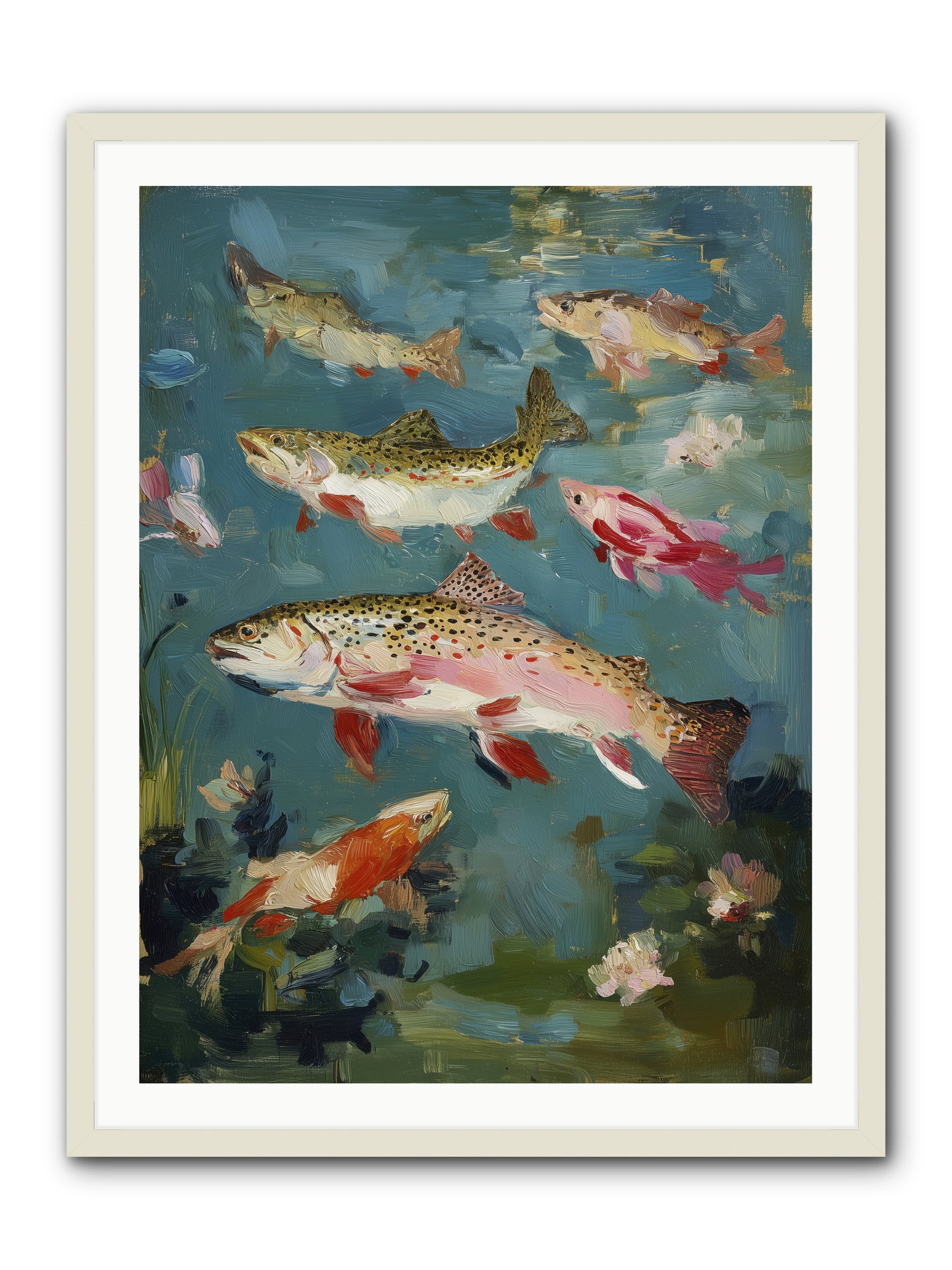 Aquatic Meadow -- Framed Print - White 30x40