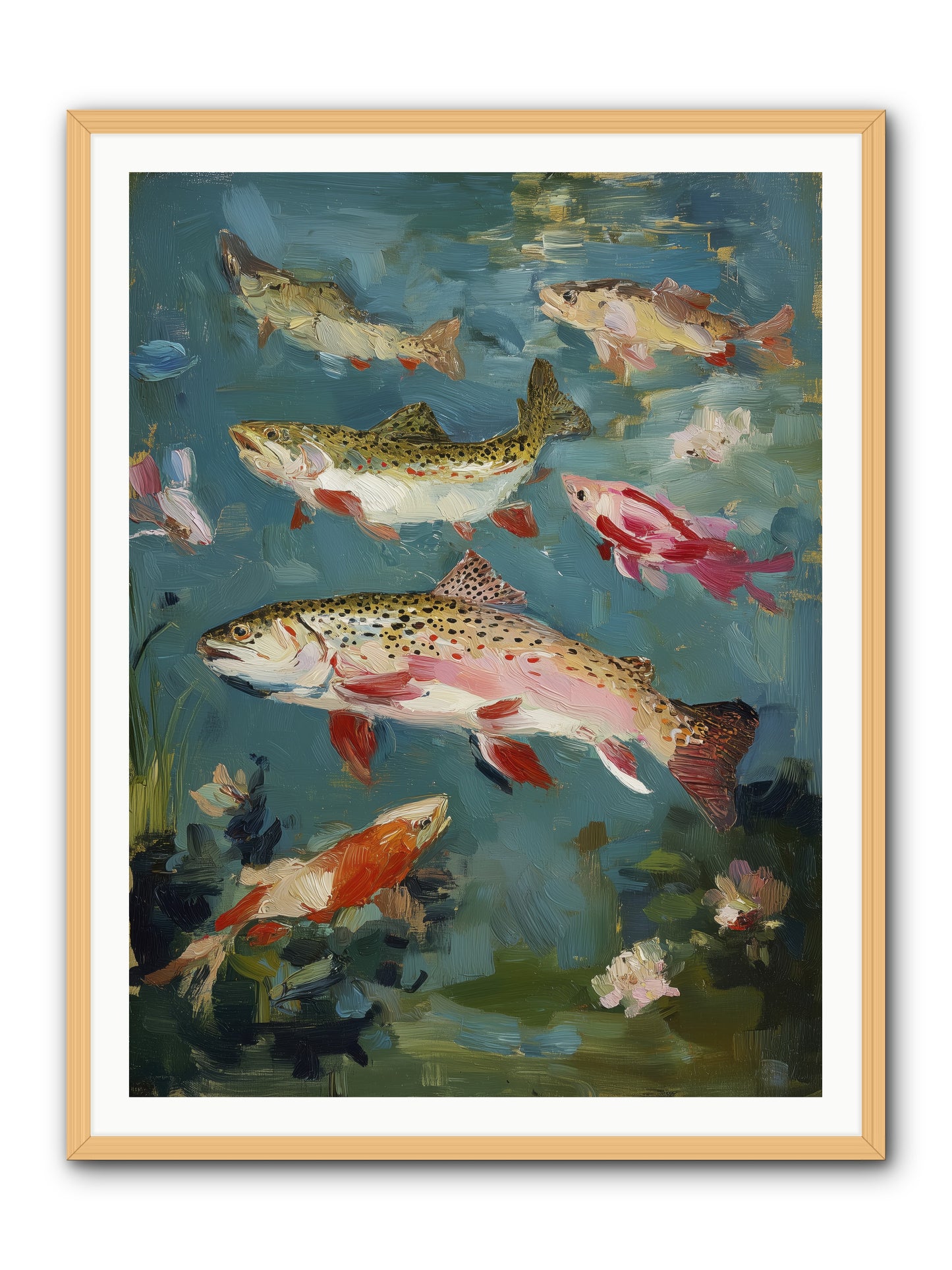 Aquatic Meadow -- Framed Print - Natural 36x48