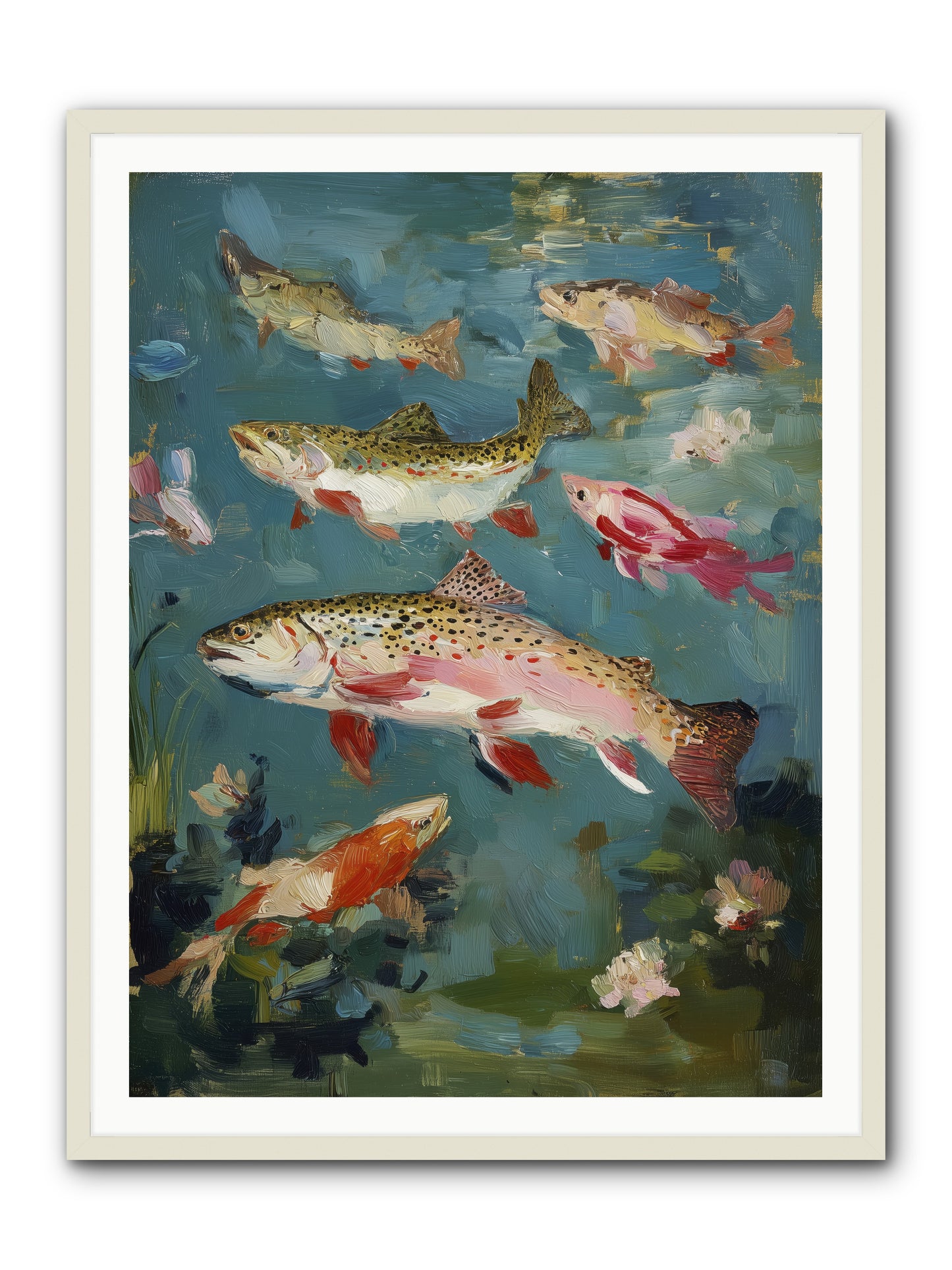 Aquatic Meadow -- Framed Print - White 36x48